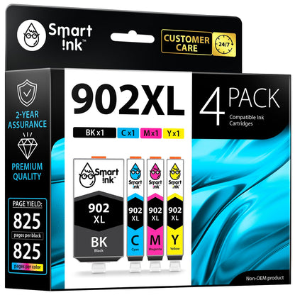 Smart Ink 902XL Ink Cartridge Compatible with HP Printers - High Yield - 4 Count