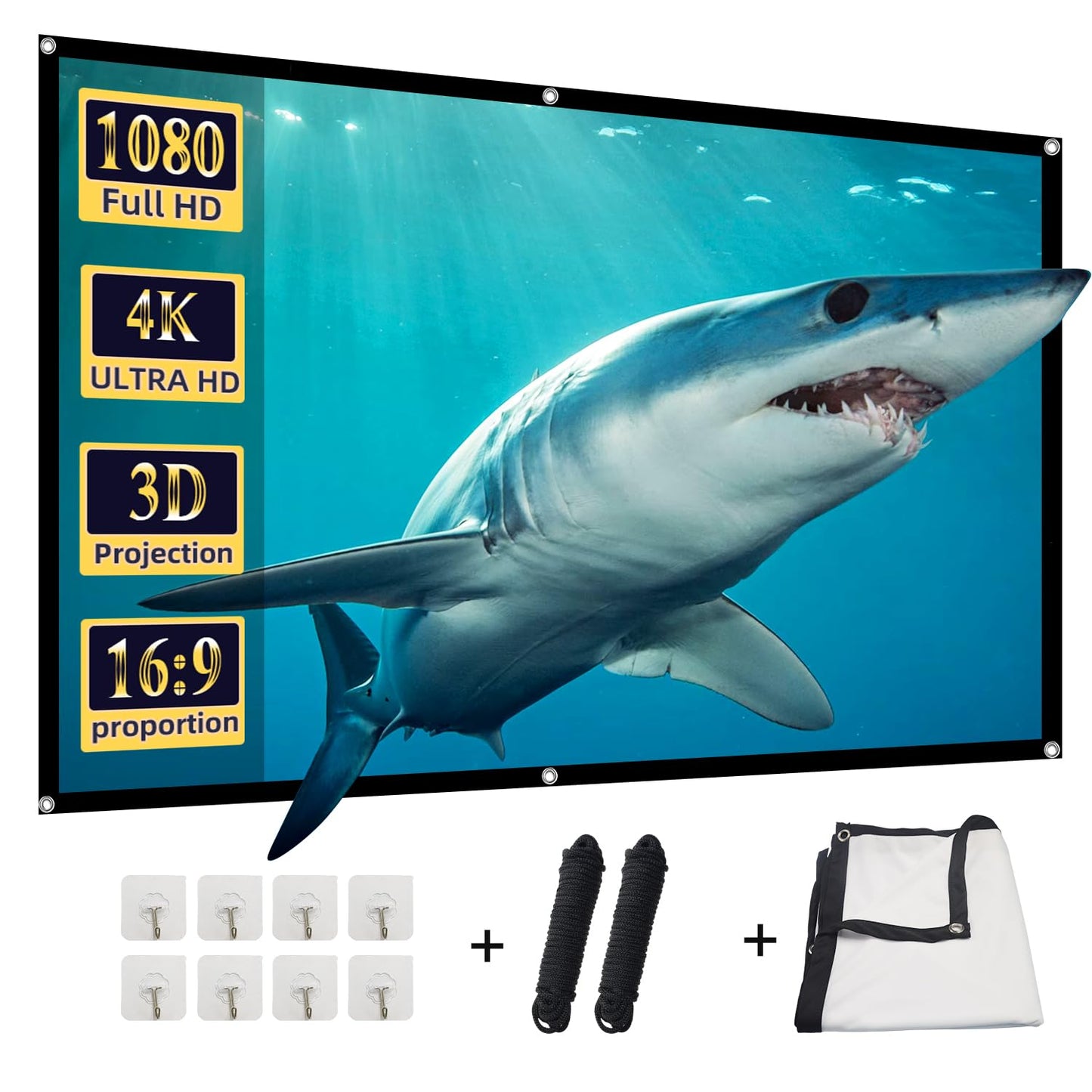 DUYIKJ 84 Inch 16:9 Projection Screen Manual Polyester Mat
