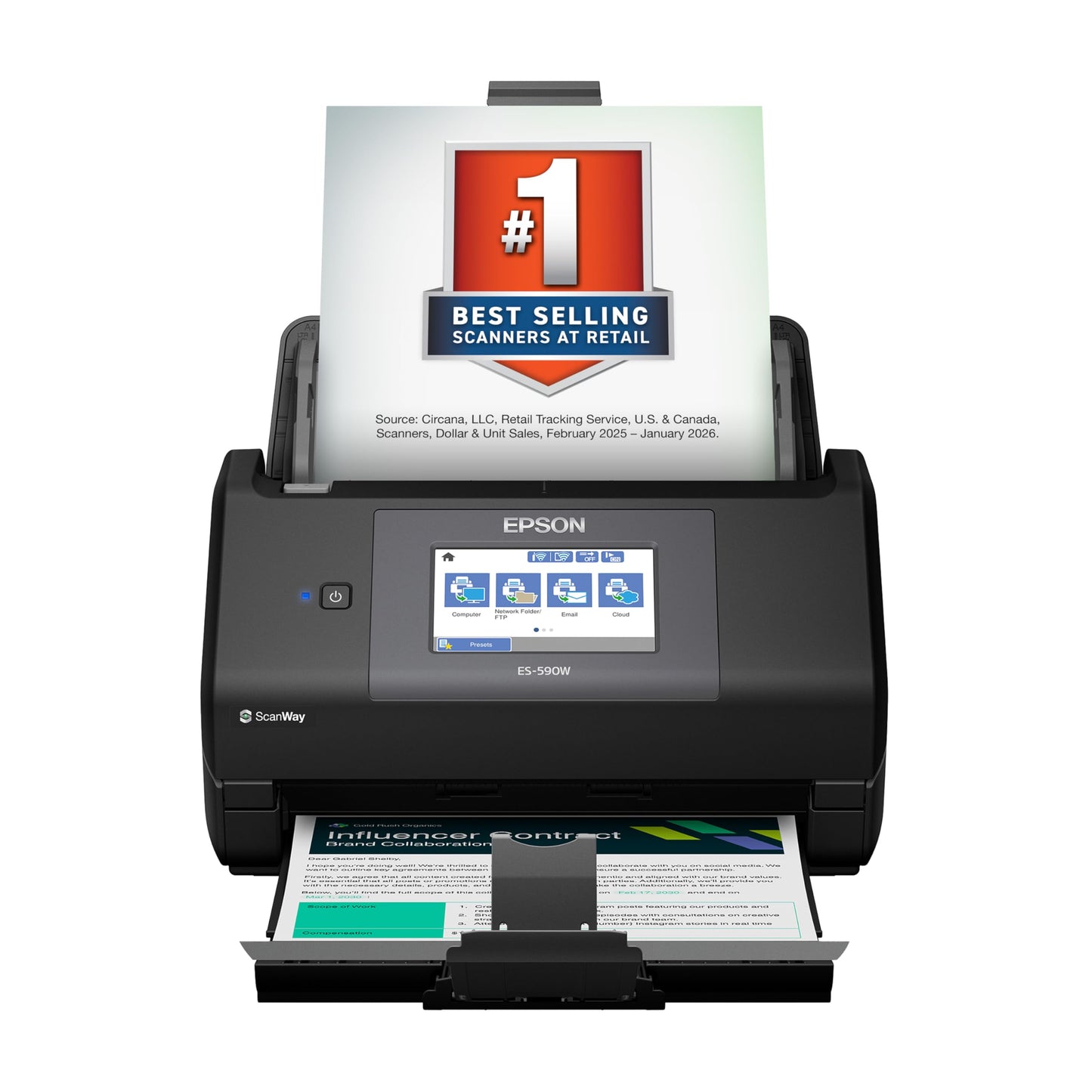 Epson WorkForce ES-590W Document Scanner USB, Wi-Fi 600 dpi 1 Count