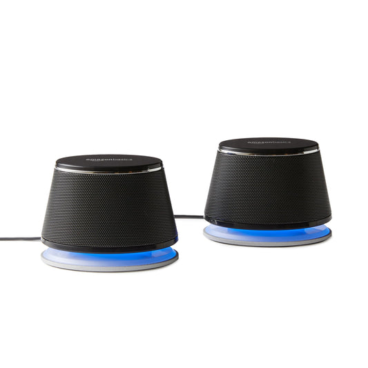 Amazon Basics 3.9" Stereo 2.0 Multimedia Speakers USB-Powered Surface Mount Black Model V620BLACK