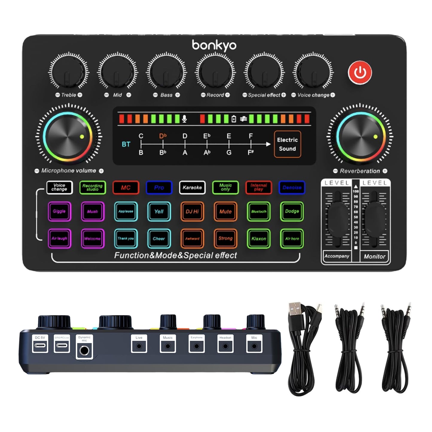 Bonkyo F999X 5 Channel Audio Interface USB Bluetooth Noise Reduction 5 Volts 6.5mm