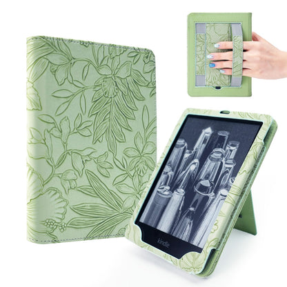 EJU 7" Kindle Paperwhite Compatible Case Green Faux Leather Adjustable Stand Water Resistant