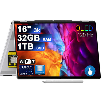 HP 16" 2880 x 1800 OLED Touchscreen Convertible Laptop 32GB DDR5 1TB SSD Intel Octa-Core Ultra 7 258V