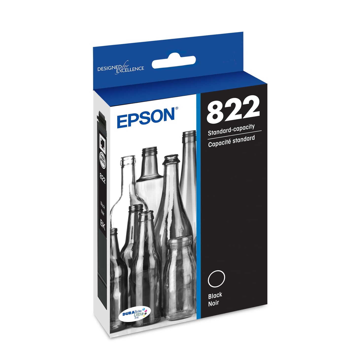 Epson T822120-S Genuine Ink Cartridge Black, 260 Page Yield, Compatible with WF-3820/3823/4820/4830/4833/4834