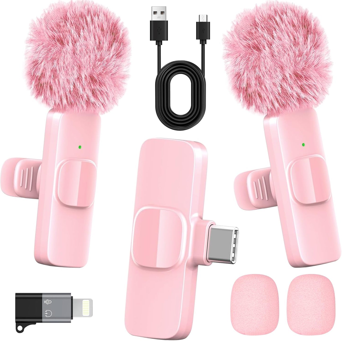 HONGJIEYUAN Lavalier Microphone K9 USB Type-C 2.4GHz 2 Channels Battery Powered