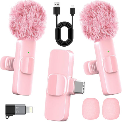 HONGJIEYUAN Lavalier Microphone K9 USB Type-C 2.4GHz 2 Channels Battery Powered