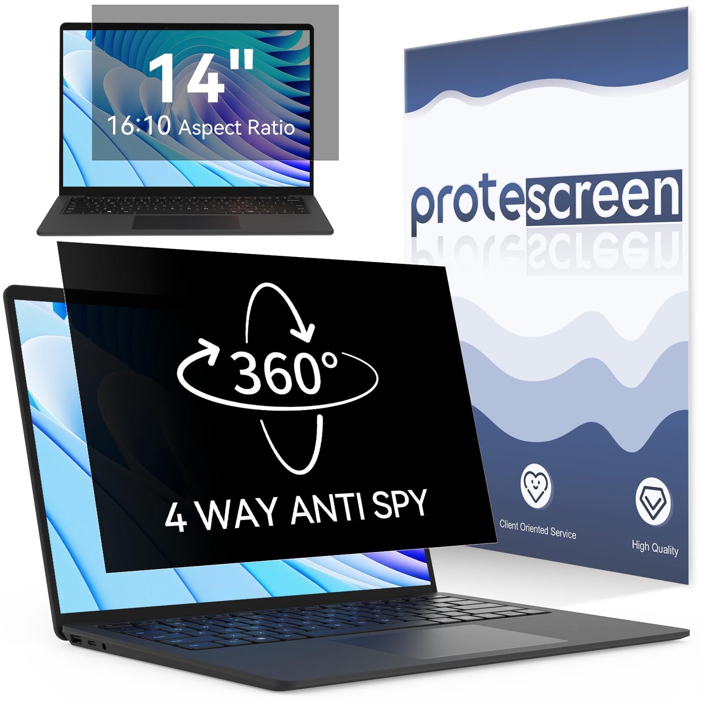 Protescreen 14-inch Laptop Privacy Filter Anti-Glare Blue Light Block 16:10
