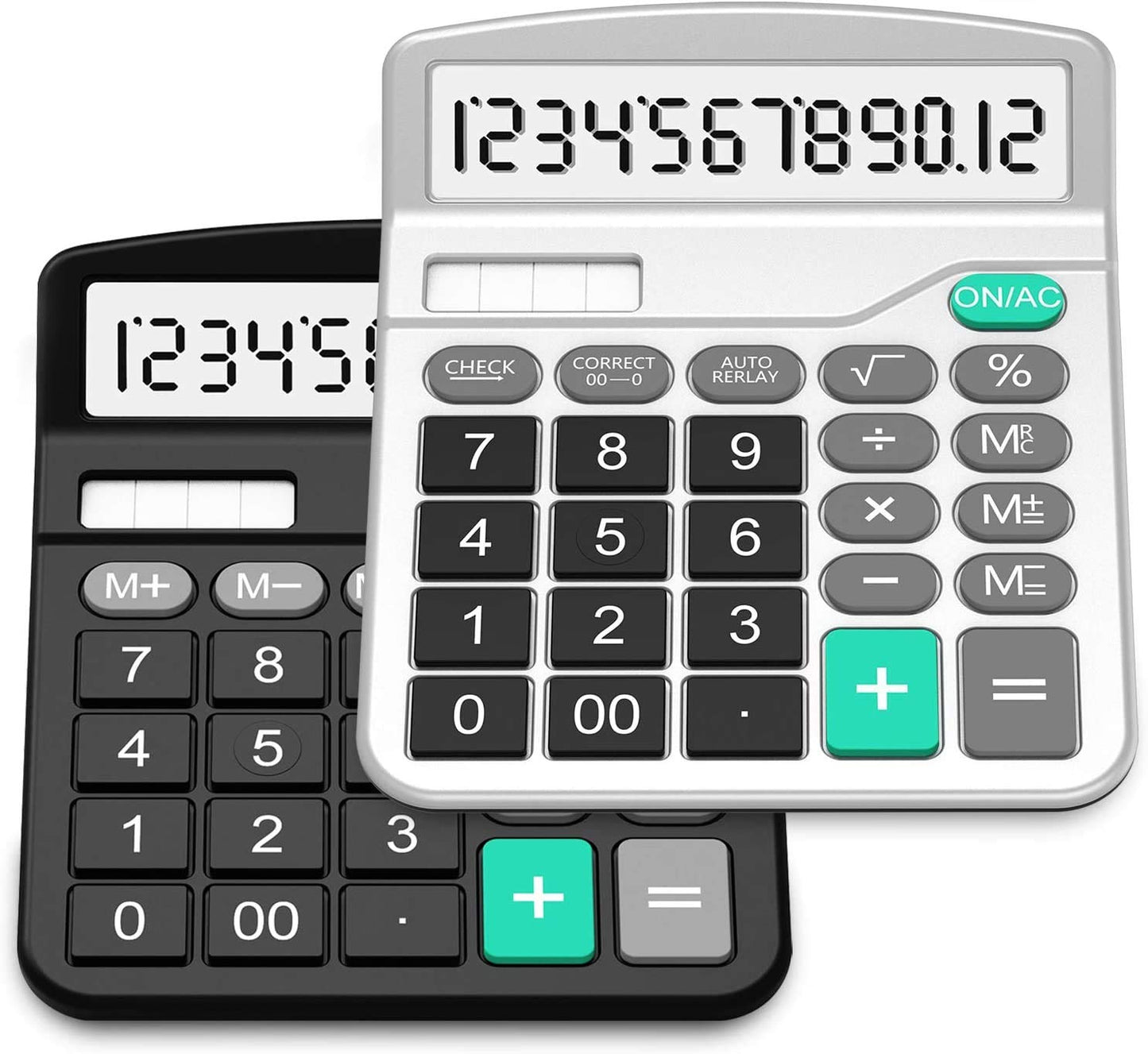 SPLAKS 2-Pack DUAL POWER Engineering/Scientific LCD Calculators - 12 Digits - Battery Powered - Plastic Enclosure