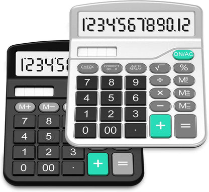 SPLAKS 2-Pack DUAL POWER Engineering/Scientific LCD Calculators - 12 Digits - Battery Powered - Plastic Enclosure