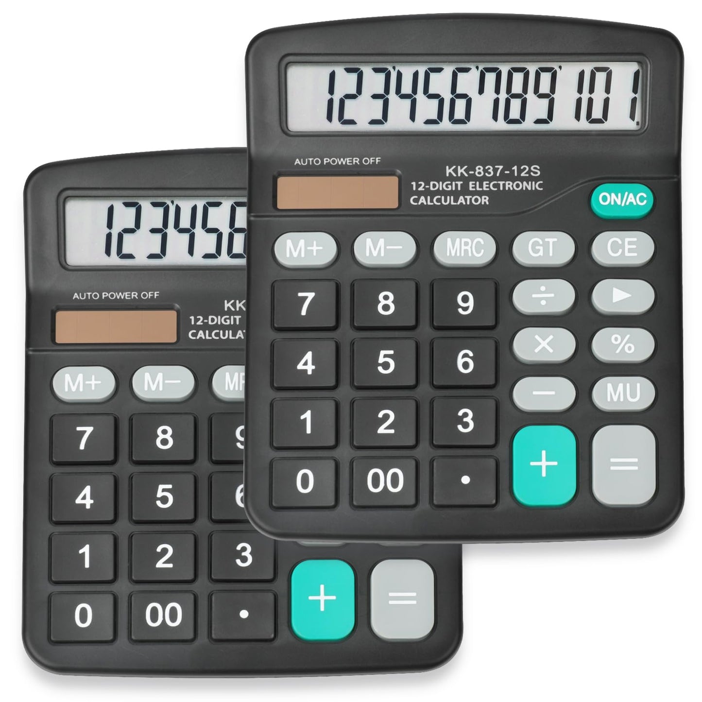 YesBes 2 Pack Calculator Calculator-2p 12 Digits Solar Powered Display 4.25 Inches