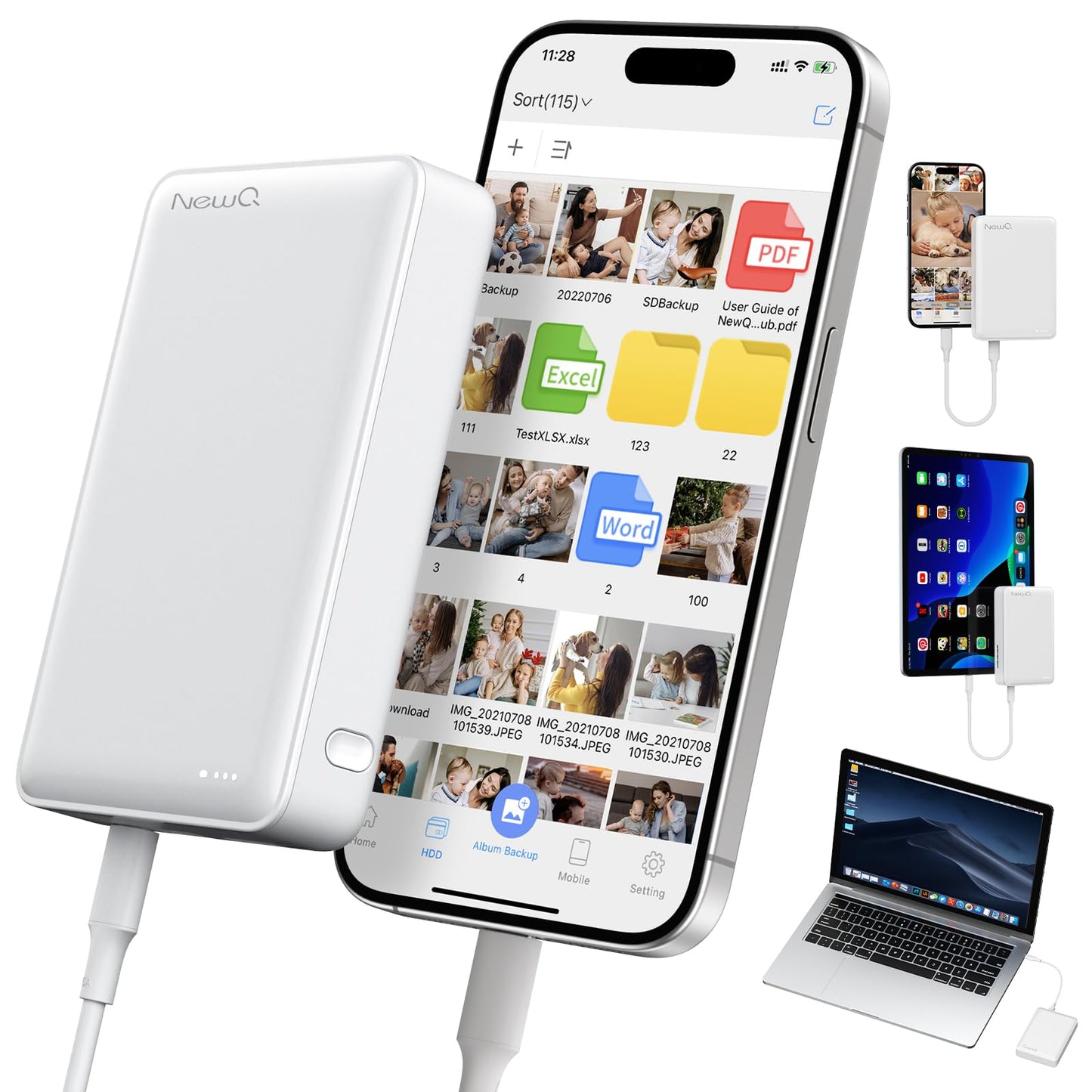 NEWQ 1TB H30 Portable External Hard Drive USB 2.0/3.0 5400RPM 2.5-Inch White