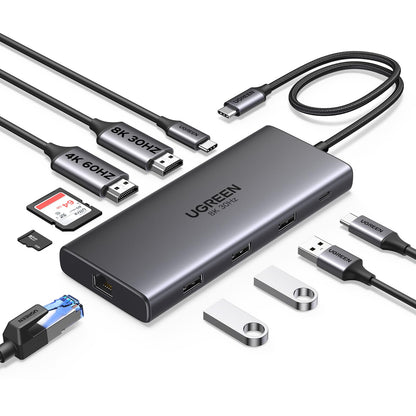 UGREEN 10-in-1 USB C Docking Station Model 15534 Dual HDMI 4K@60Hz 8K@30Hz 100W PD
