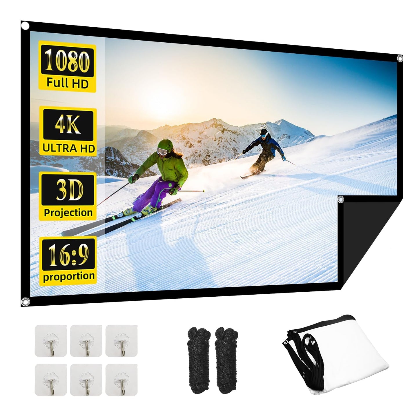 OKEDUO 60 inch Projection Screen 16:9 Matte Manual Polyester
