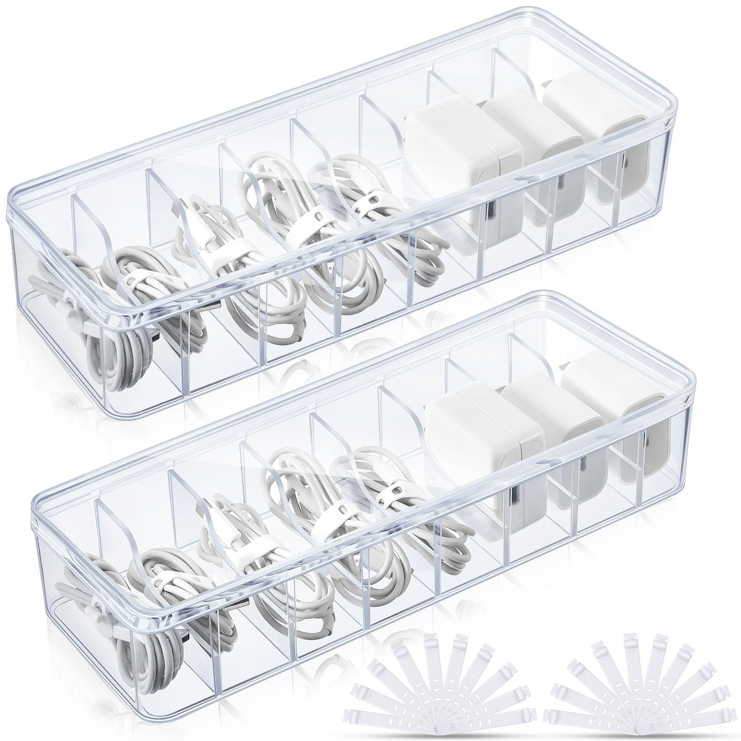 Tatuo 10.2"L x 3.9"W x 2.4"H Tatuo-Ties-EARN95647 90.12 cu in 2 Count Plastic Cable Organizer Box
