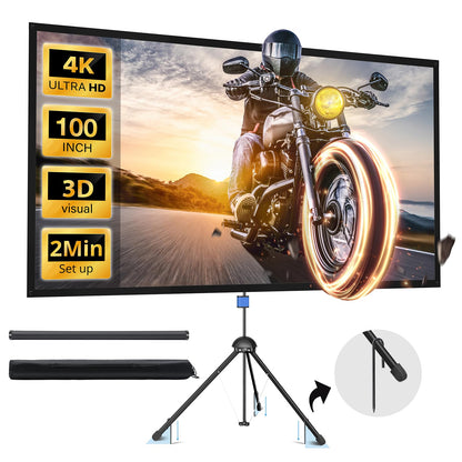 PARIS RHÔNE 100-inch Projection Screen Manual Tripod Mount PVC 1.5 Gain 160° Viewing Angle