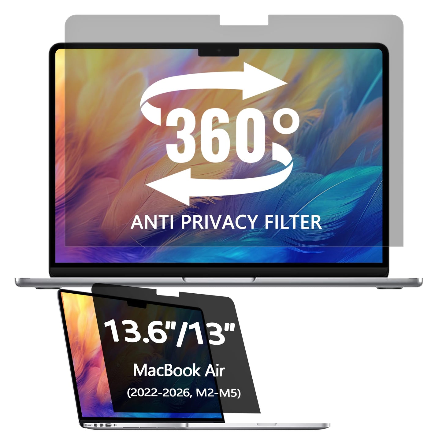 Halloive 13.6 Inch HH-MacBook Air 13.6-QJ 100 Clarity Matte Polyethylene Terephthalate Laptop Privacy Screen