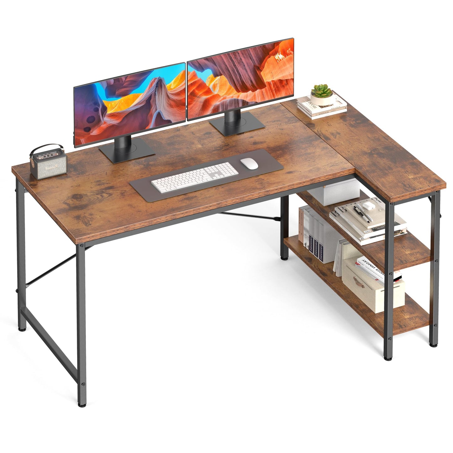 DUMOS 47 Inch DU-2JL-RT Computer Desk Polished Brown