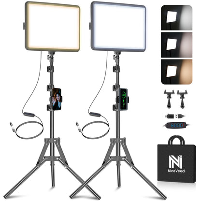 NiceVeedi 2 Count NV-15WHT 2800K-6500K LED Video Light Kit