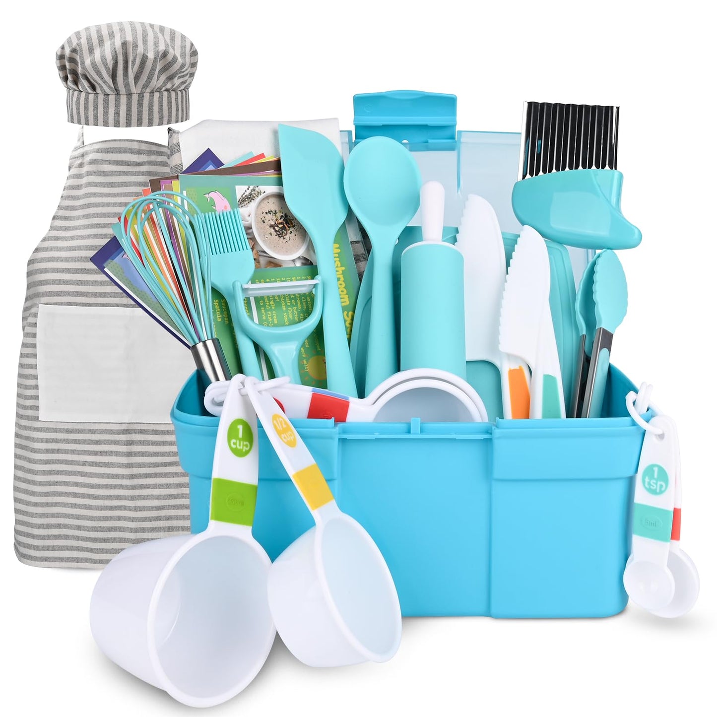 Kinggrand Kitchen Child-Size Cooking & Baking Set Cooking Blue01 Cooking Utensils