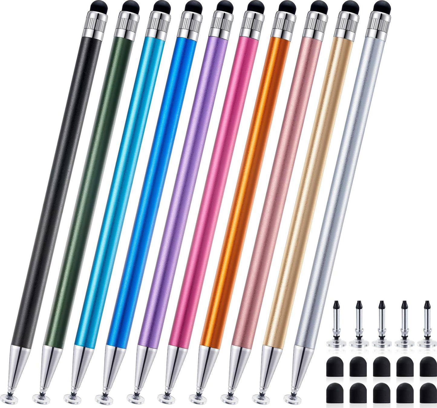 LINFANC 10 Pcs LF1061 Stylus Pens for Touchscreens - Aluminum Construction, 5.98 x 0.31 x 0.31 Inches, Compatible with Android, iPhone, iPad, Tablet, Smartphone