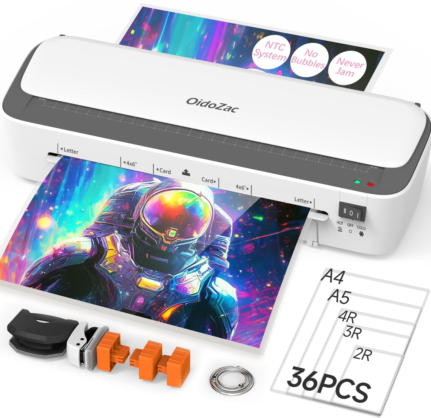 OidoZac 9 Inch Laminator Machine Model OidoZac-11in1 - 11 in 1 Laminating Capacity - Dual Roller System - Cold and Hot Laminating Options