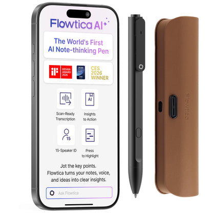 Flowtica Ultra-Slim Stereo Voice Recorder FSC1S/A-1, Bluetooth, 32GB Storage, 100 Hours Recording Time, 1.22 Ounces