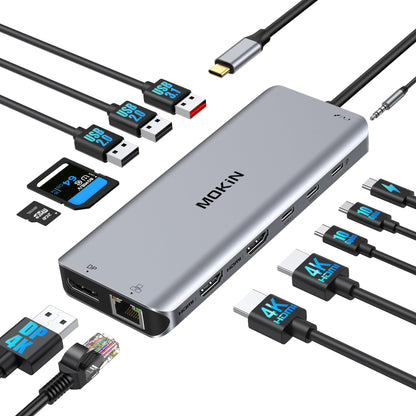 MOKiN 13 Port USB C Docking Station 4K DisplayPort Multi-Monitor Hub