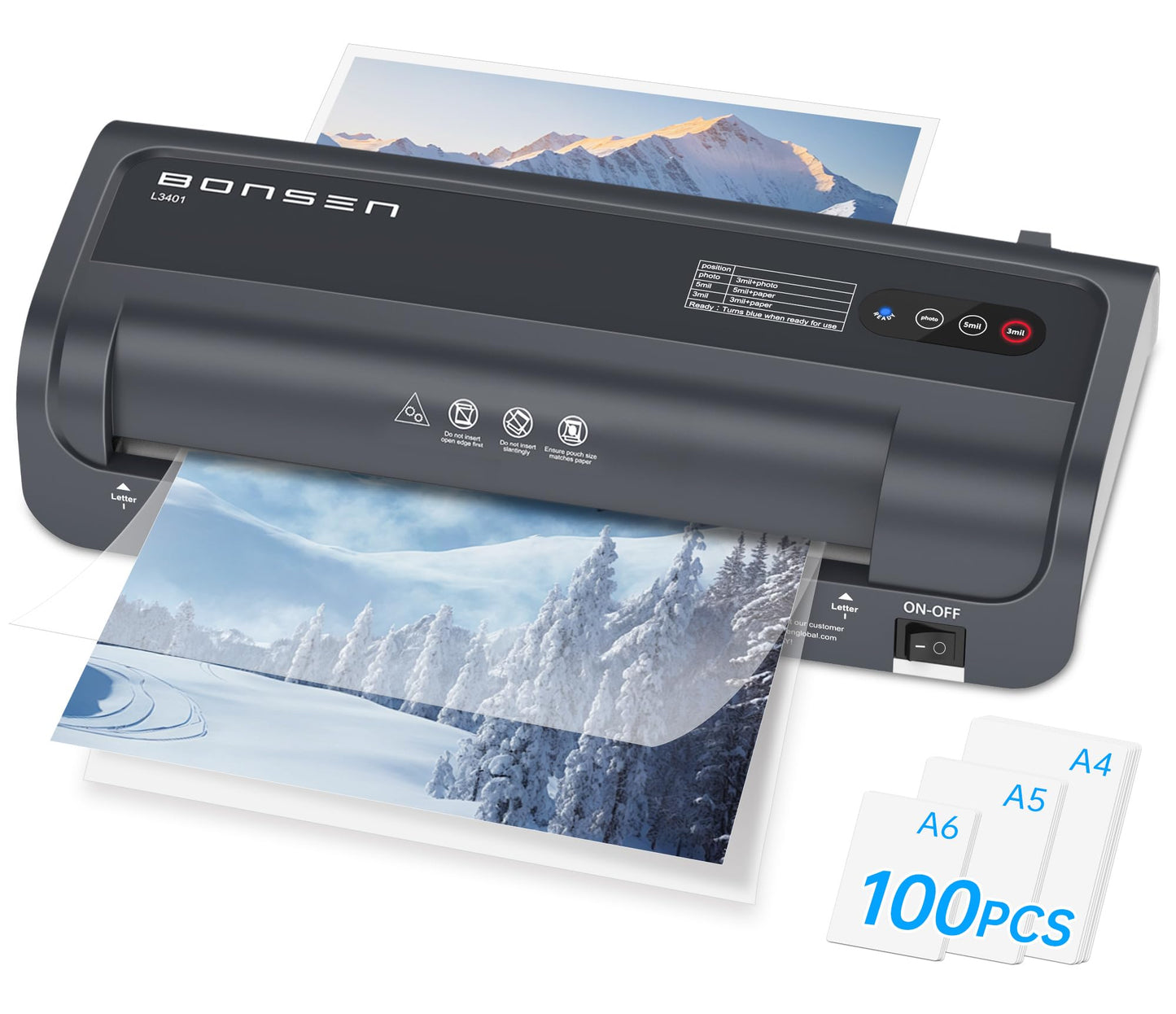 BONSEN 100 Count A4 Laminator B101A, Thermal Laminating Machine