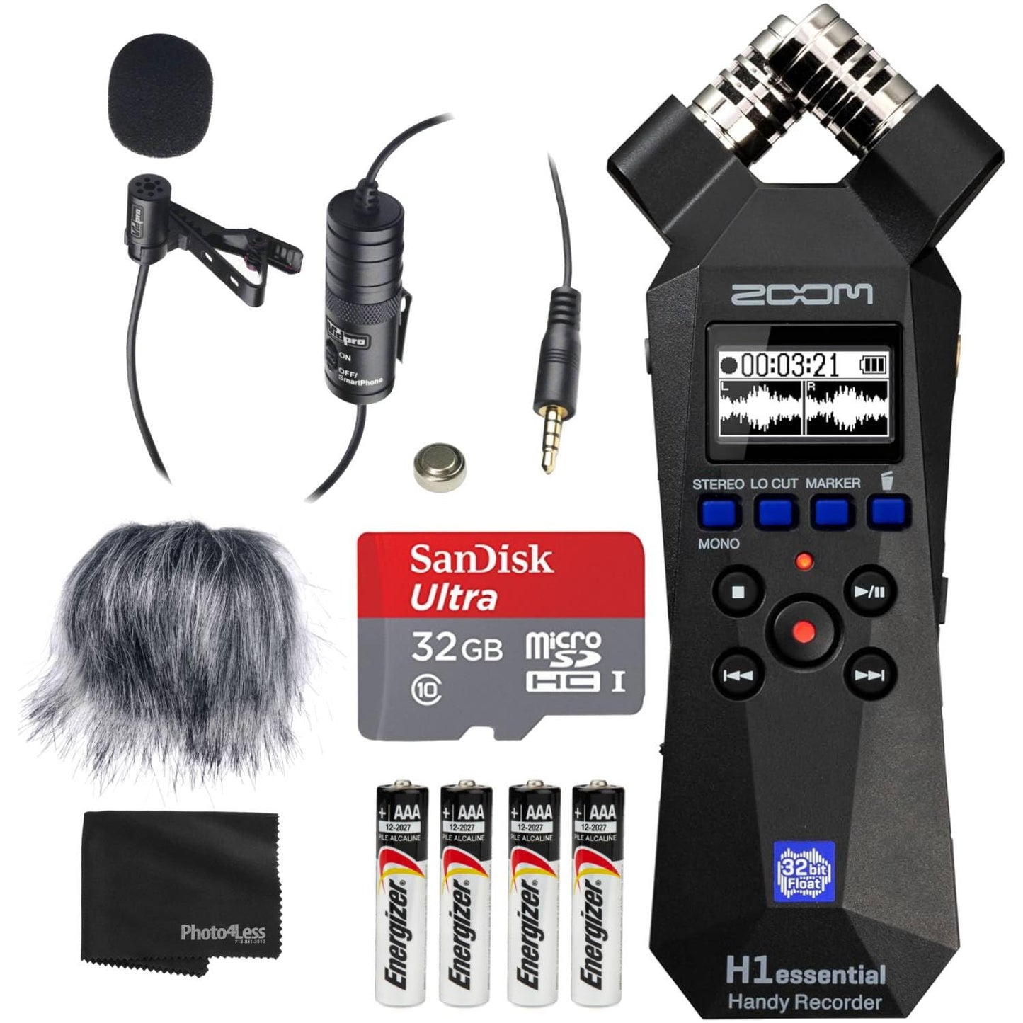 Zoom 1 TB ZH1E Bundle Mono 1/4-inch Audio Smartphone Recording Device