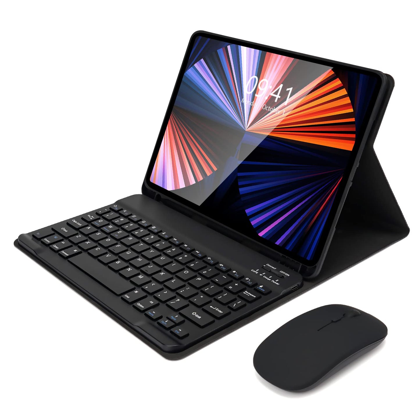 SOPPY 11-inch Keyboard Case with Detachable Wireless Mouse, Bluetooth, Rechargeable, Ambidextrous, Black