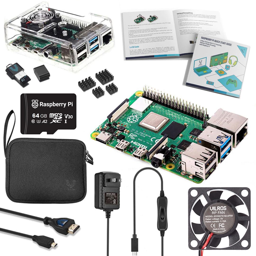 Vilros 4GB Raspberry Pi 4 Model B Single Board Computer with Accessories and Case