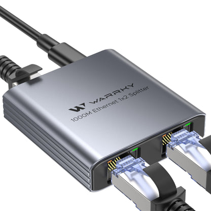 WARRKY 1 to 2 Ethernet Splitter RJ45 1000Mbps Aluminum Case Plug-and-Play
