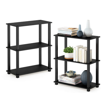 Furinno 3-Tier Multipurpose Shelf Set of 2 2-18025AM Floor Mount Black/Americano