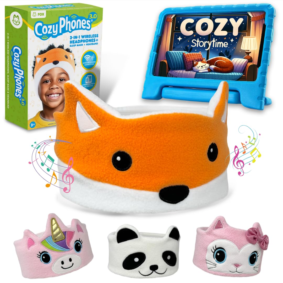 CozyPhones 3.0 FOX Over Ear Headphones Bluetooth 5.0 32 Ohms Wireless Kids Headphones