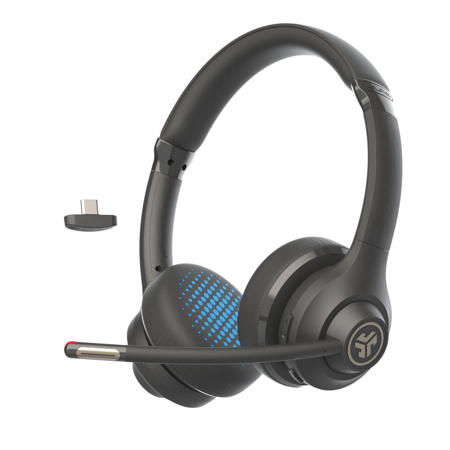 JLab Go Work WEBHBGWRK2GPH20 Wireless Headset - Bluetooth, USB-C - On Ear, 55-Hour Battery Life, Multipoint Connectivity