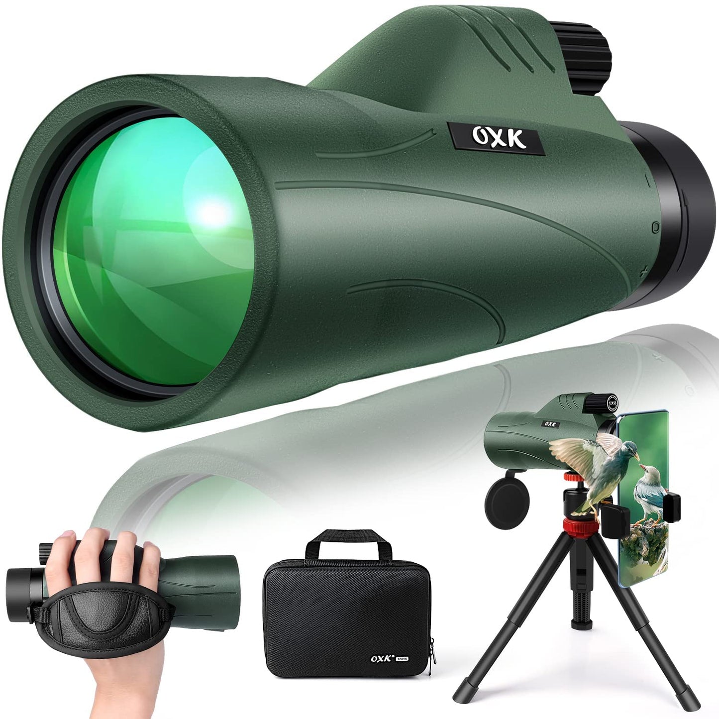 OXK 12x56 12x56 Monocular Manual Focus Prism Fixed Mount Fully Multi-Coated