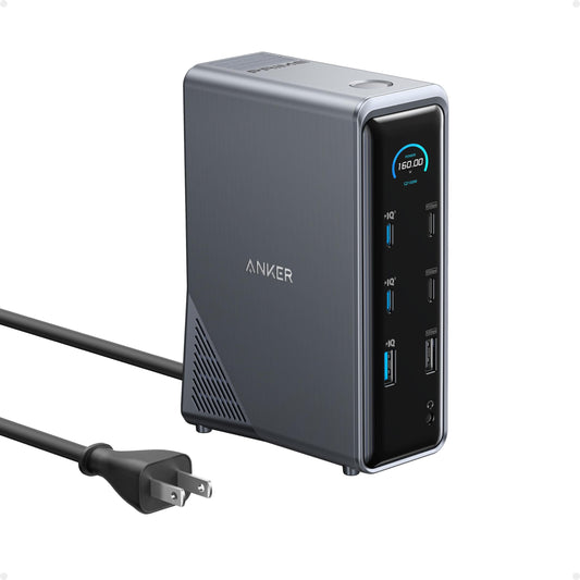 Anker 14-Port Docking Station A83B6, 160W Power Output, 10Gbps Data Transfer, Dual HDMI, USB-C