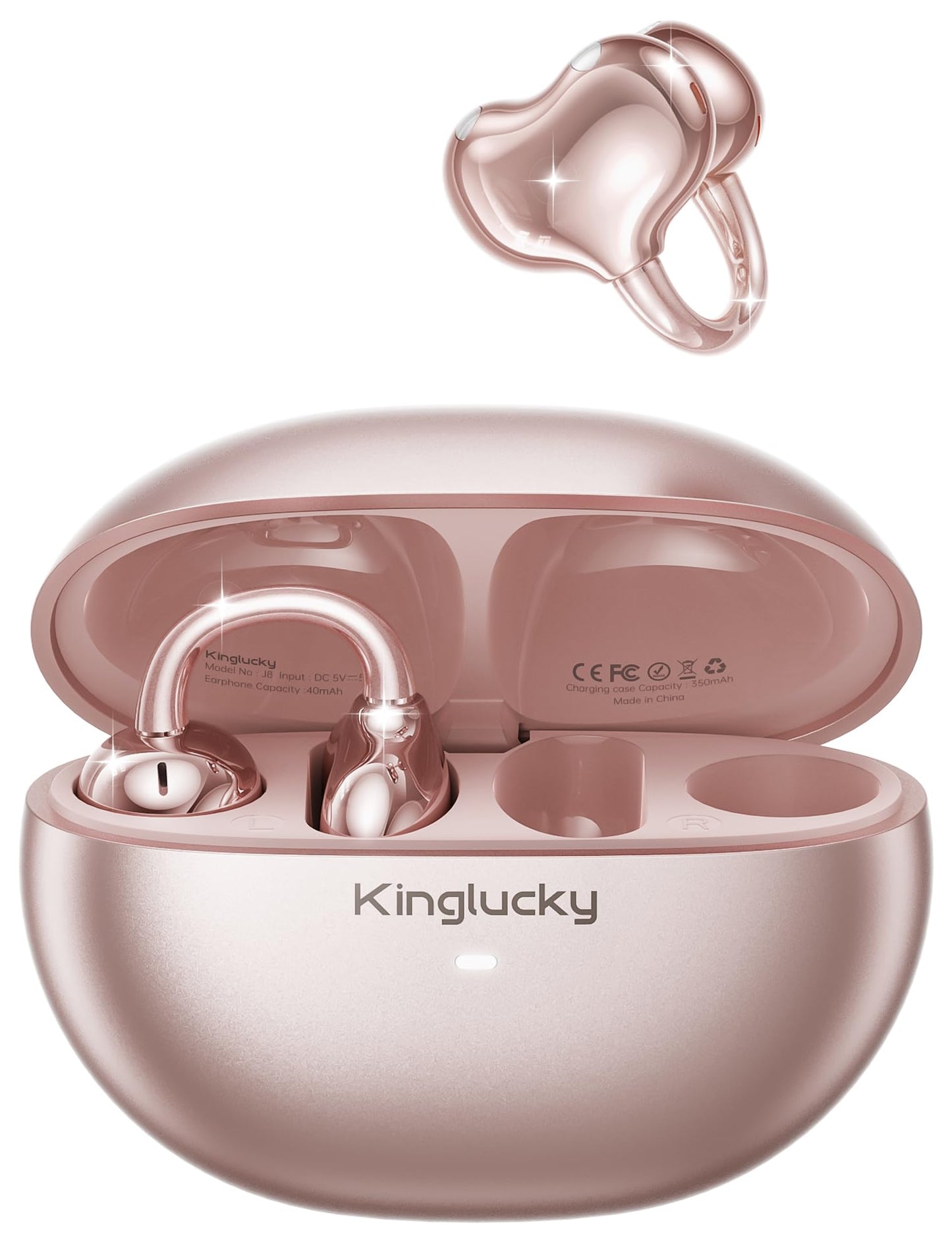 Kinglucky A8 Wireless Headphones Bluetooth 6.0 Open Ear with 50H Playtime, IP56 Waterproof