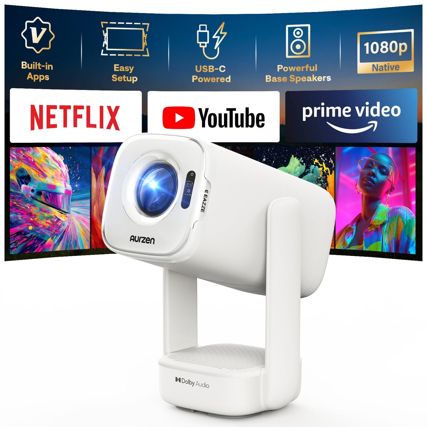 Aurzen D1 air D002P 1920 x 1080 300 Lumen LCD Portable Projector