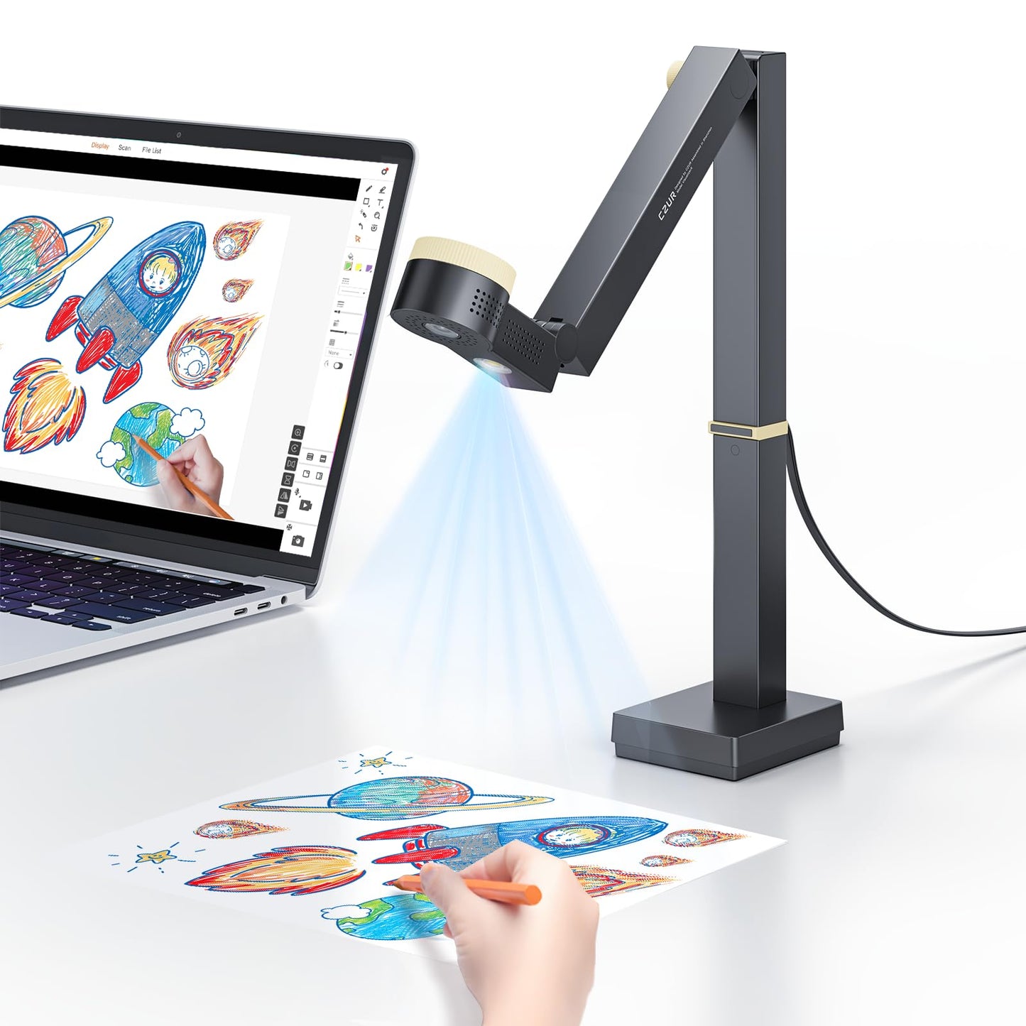 CZUR Fancy S Pro 12MP USB Document Camera, 1080p, 60FPS, Auto Focus, Document Scanner