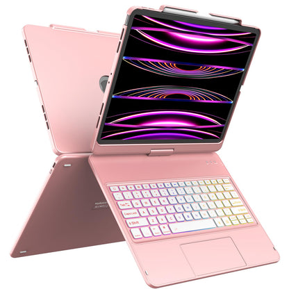 HOTLIFE 360° Rotatable Case for iPad Air 13 inch & iPad Pro 12.9 inch (Multiple Models) | Bluetooth Backlit Keyboard, Multi-Touch Trackpad