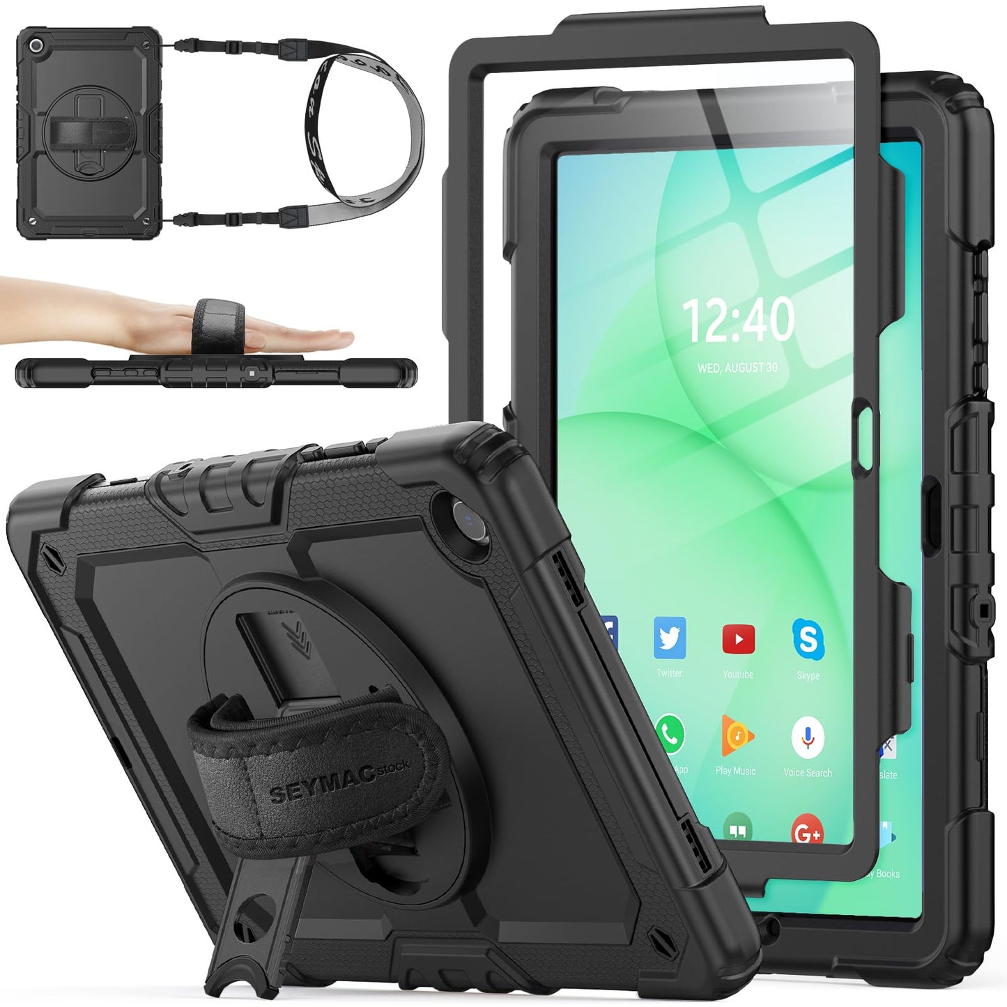 SEYMAC Stock Case for Samsung Galaxy Tab A11 Plus/A9 Plus 11 inch, Model: SM-X230/X235/X236/X238/X210/X216/X218, Black, Full-Body Coverage
