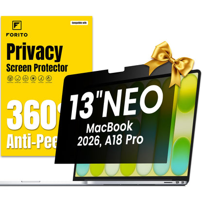 F FORITO 13 Inch A3404 MacBook Neo 2026 Anti-Glare Privacy Screen with Blue Light Filtering and Scratch Resistance