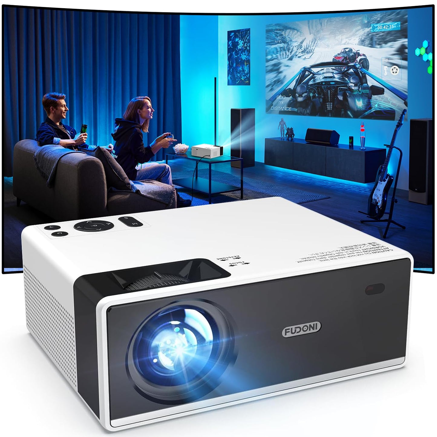 FUDONI 300'' P3 1080P 400 ANSI LCD Projector