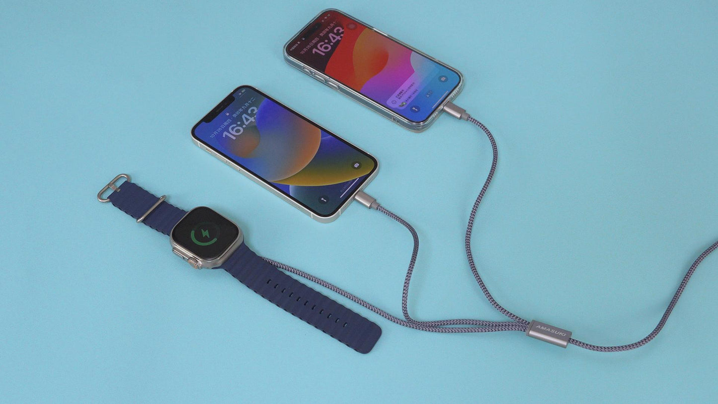 Amasuki 4Feet AK05 USB Type A/C Multi Charging Cable for Apple and Android Devices