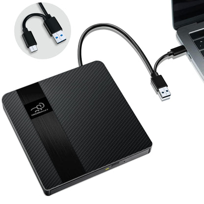 HKCMEMORY 5.51" x 5.59" Portable External Optical Drive PIXIU HX20 USB 3.0 Type A, Type C