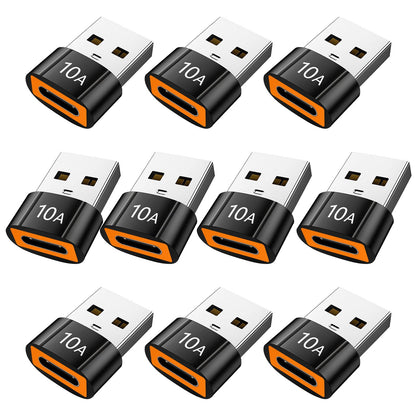 TFAK 10pcs-black-tfak usb 2.0 USB C Adapter, 200W Power Output, 480Mbps Data Transfer Speed, Not Smart Home Compatible, Black