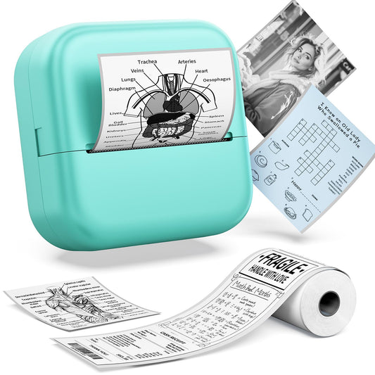 WCZ 1.55"D x 3.34"W x 3.34"H M02X-GN 203dpi Portable Thermal Label Printer