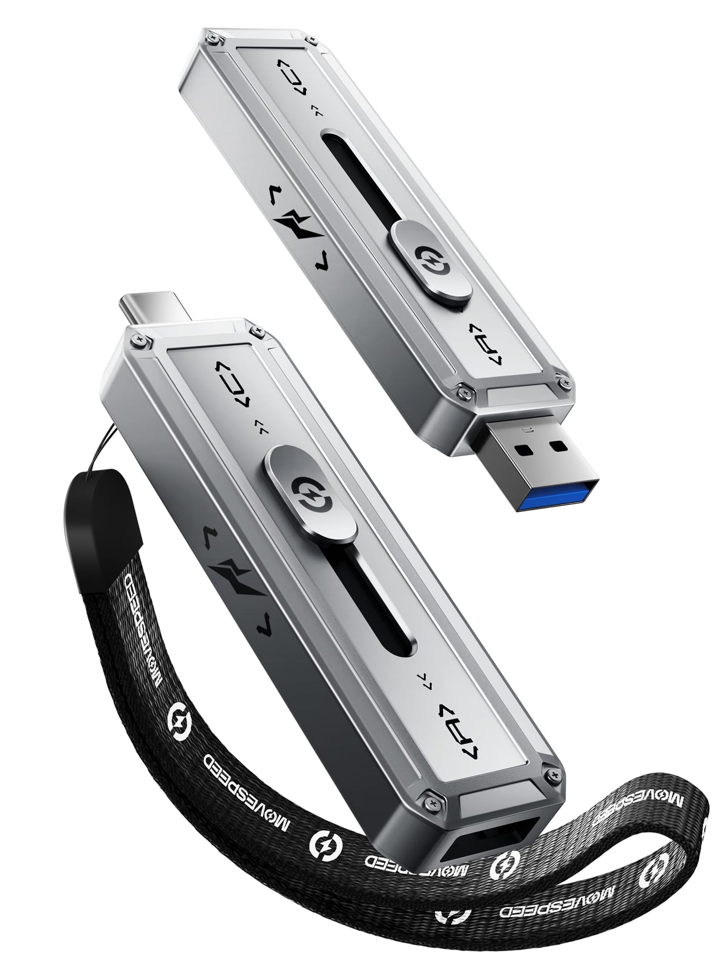 MOVE SPEED 2TB External Solid State Drive USB 3.0 Portable Shock Resistant 2100MB/s USB-C Connectivity