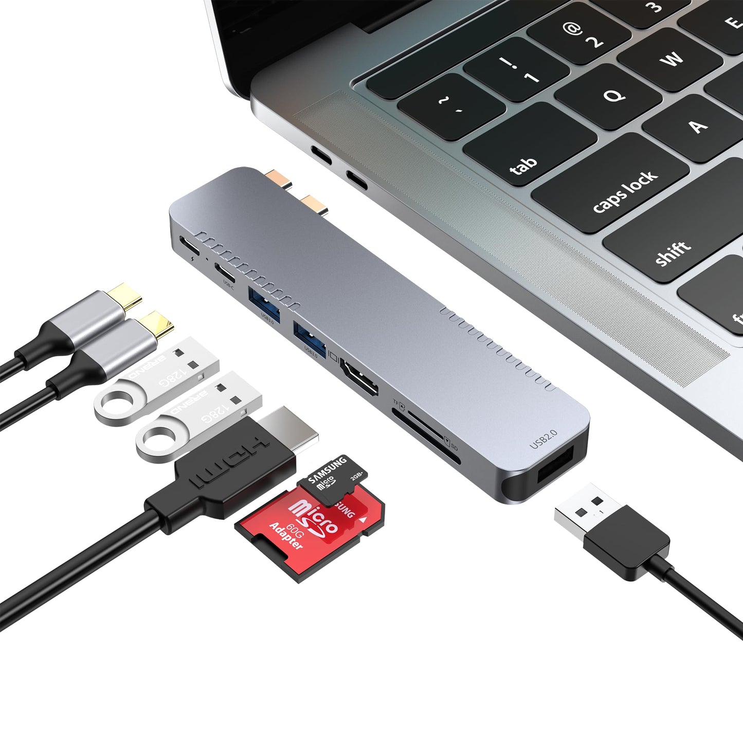 BHHB 8-in-2 USB C Hub Docking Station Model M82 4K@30Hz Thunderbolt 4/3 HDMI USB 3.0 SD/TF for MacBook